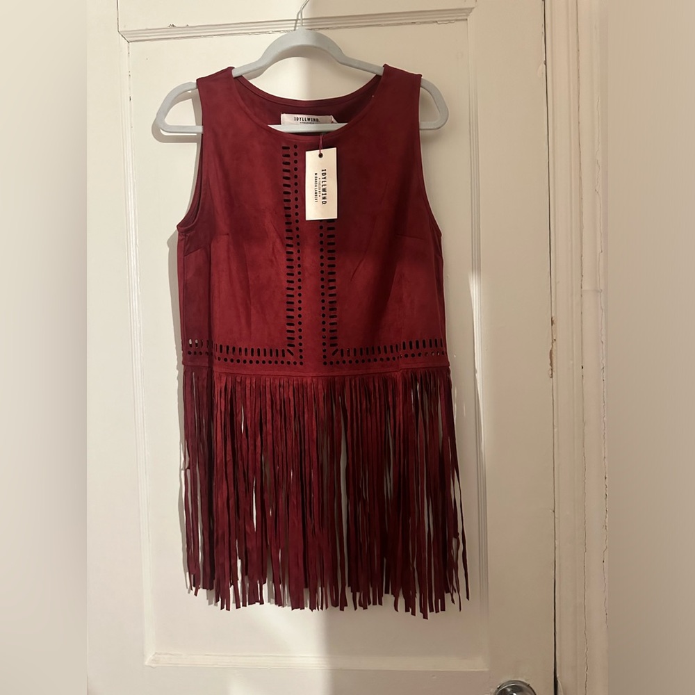Idyllwind dark red  Fringe Top BRAND NEW!!